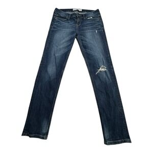 Express Modern Boyfriend Low Rise Jeans Distressed Blue Wash Size 0